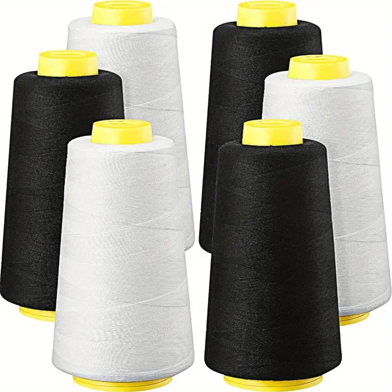 3 Black + 3 White Overlock Thr - Serger Thread Cone 评论和价格