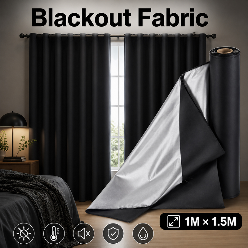 1m Black Silver Coated Blackou - Sewing Fabric 评论和价格