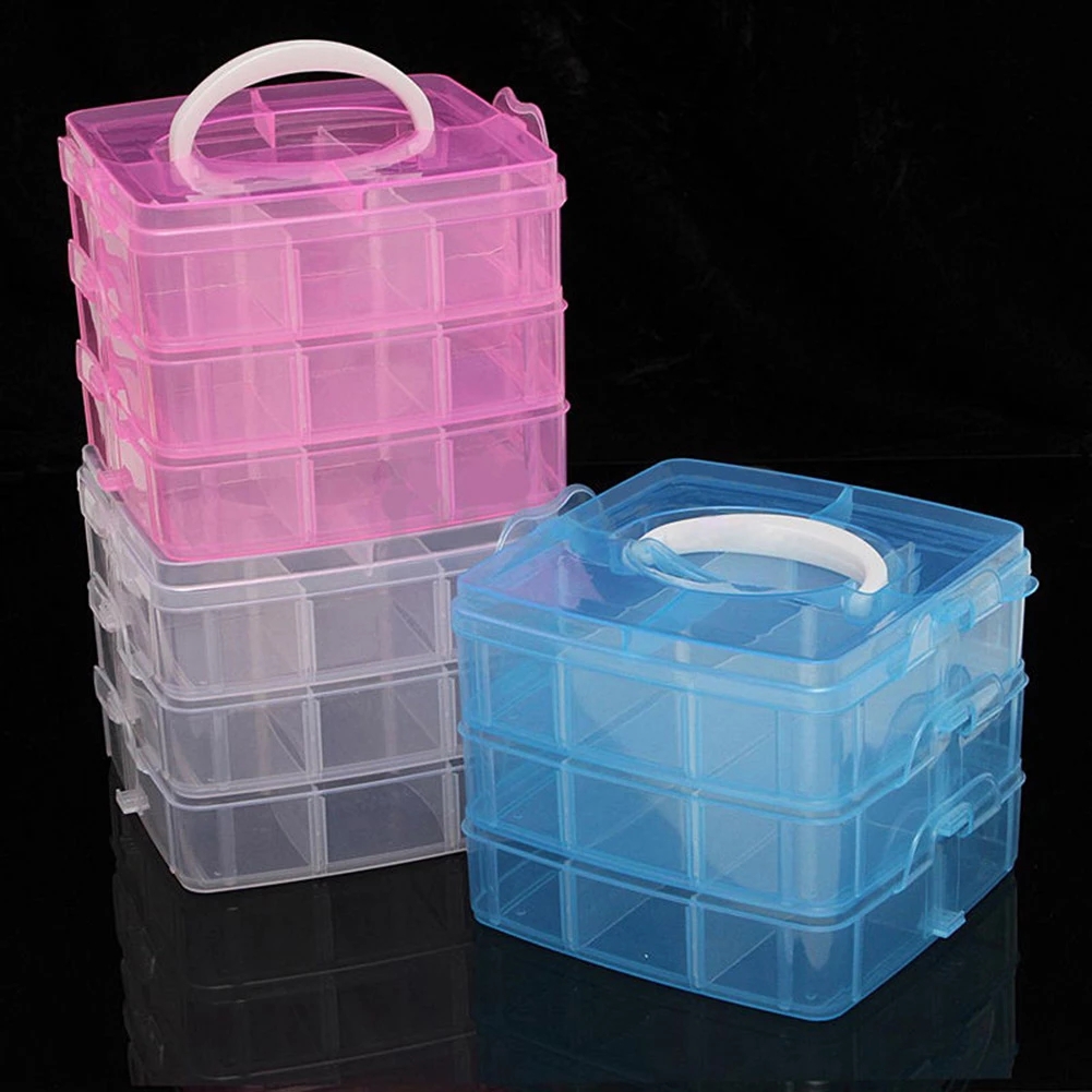 3 Layers 18 Compartments Plast - Bobbin Organizer Box 评论和价格