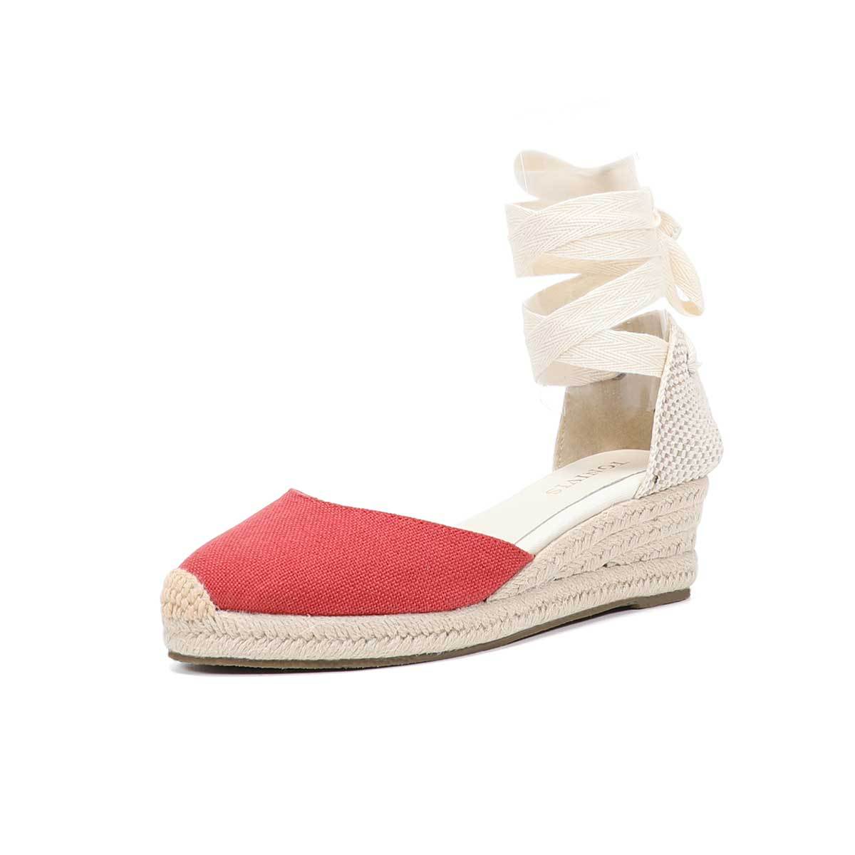 Women Wedge Espadrilles Lace U - Sewing Fabric 评论和价格