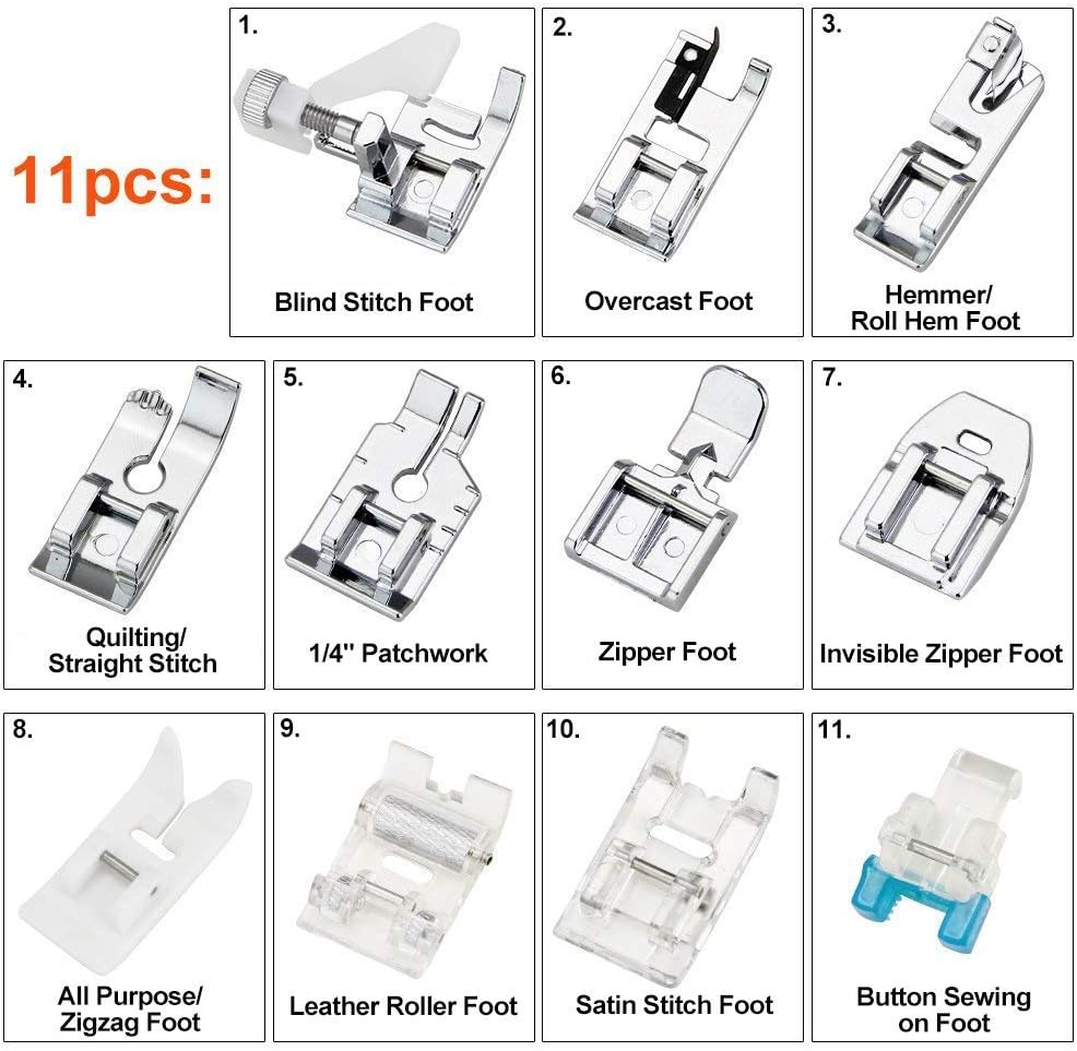 11Pcs Presser Feet Set - Walki - Rolled Hem Foot 评论和价格