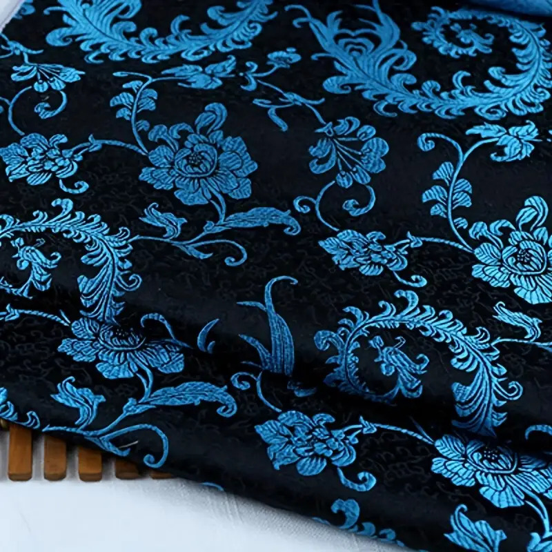 3D Blue Phoenix Tail Brocade F - Sewing Fabric 评论和价格